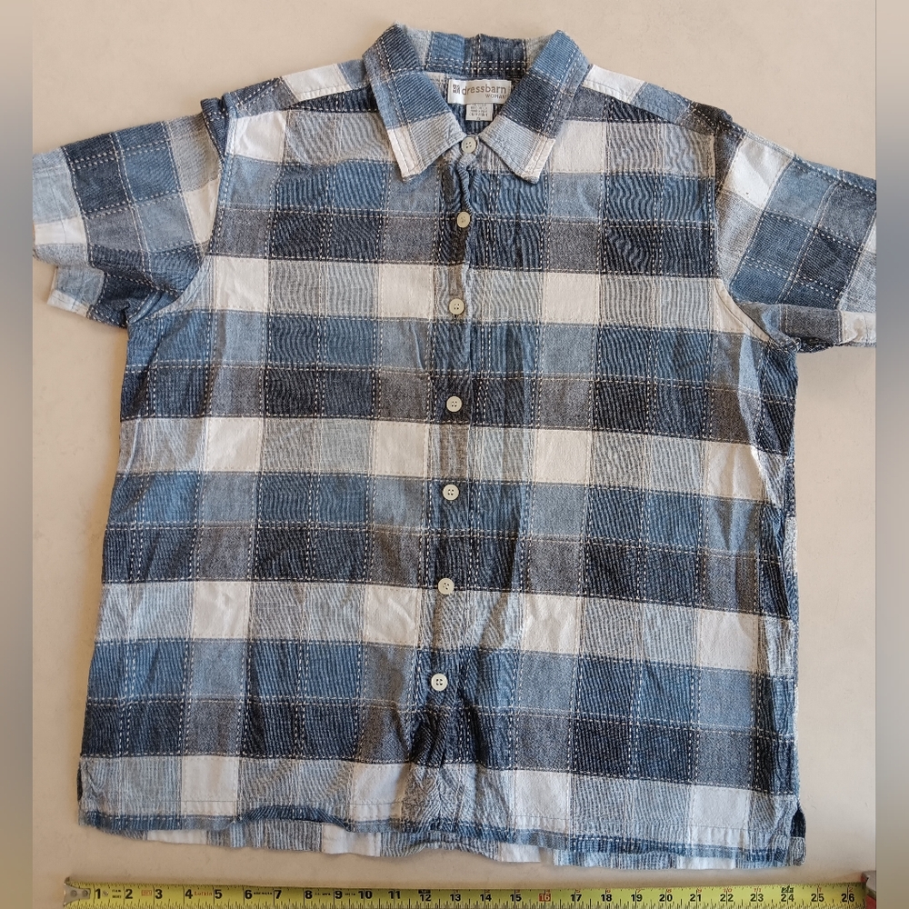 Dressbarn - Embroidered Patchwork Short-Sleeve Bu… - image 1